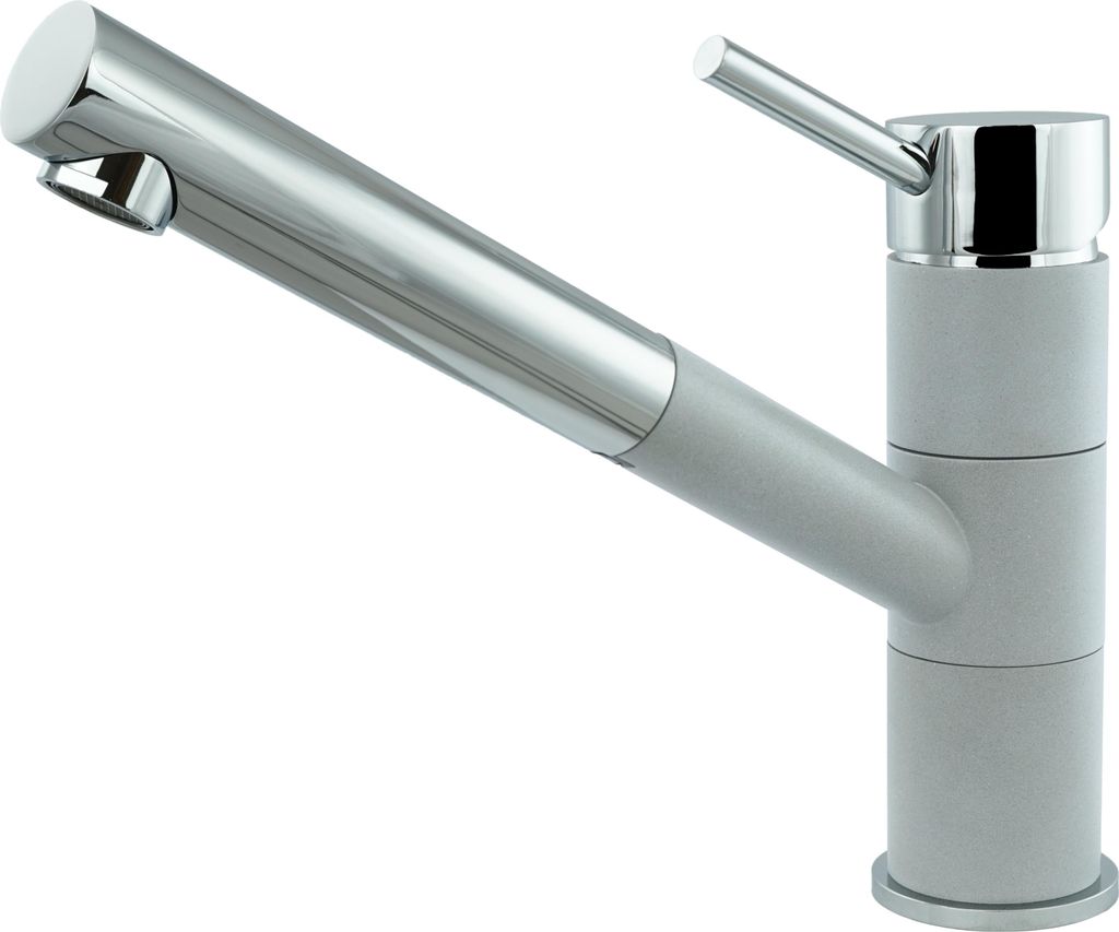 Küchenarmatur - Hochdruck Einhebelmischer - Ausziehbar Und Drehbar - Edelstahl - Grau - Höhe 21,3 cm - Anschluss 3/8 Zoll, MODERNO VAIANA