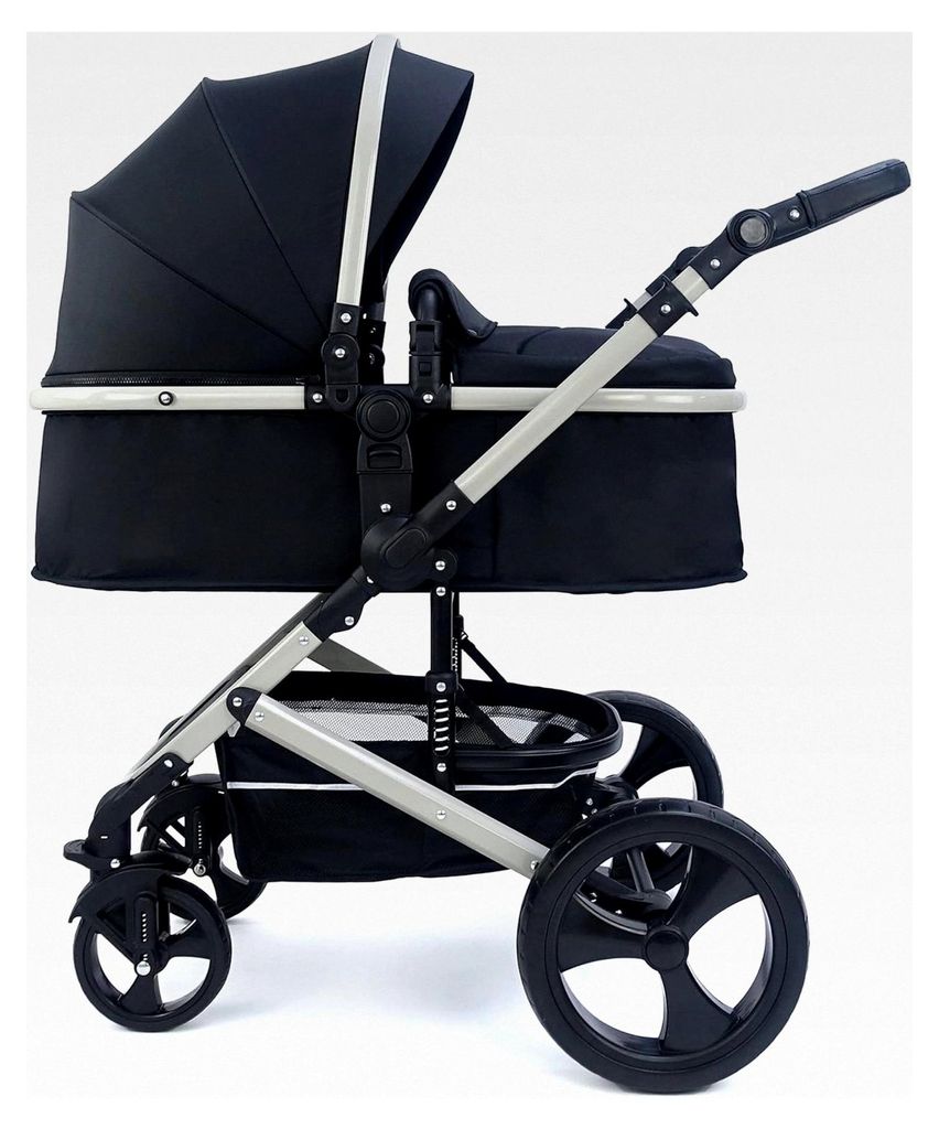 3in1 Kombikinderwagen Kalani, inkl. Babywanne, Buggy, Auto-Babyschale und Cupholder (grau/schwarz)