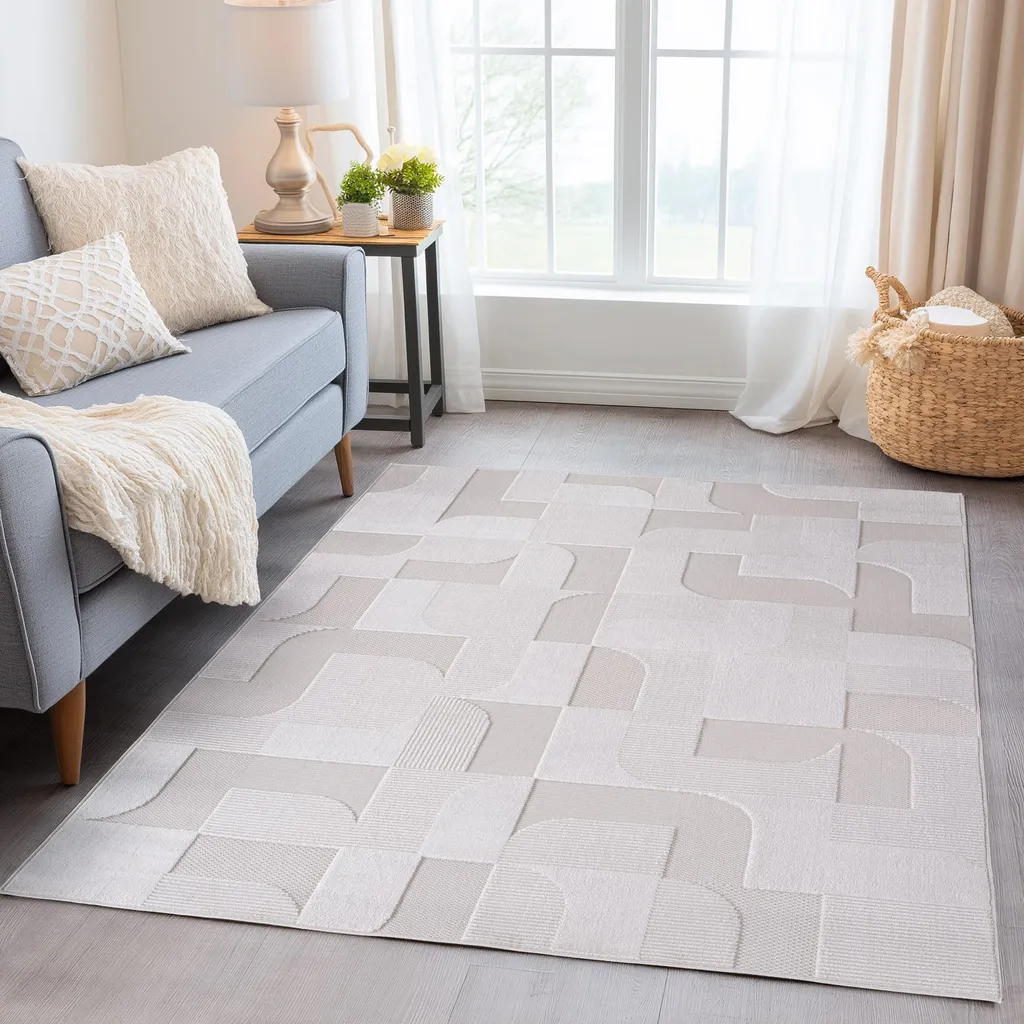 Tapis Lavable Anti-Tache Intérieur Extérieur 3D Design Scandinave