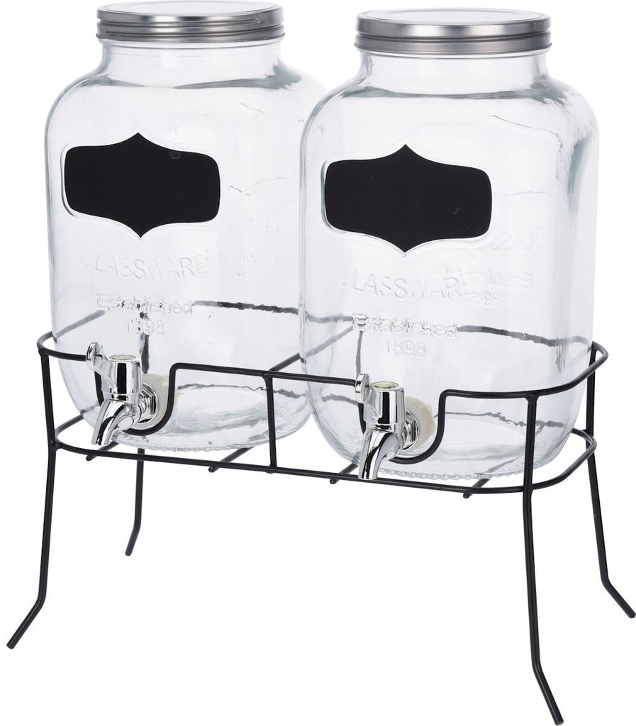 4 L Getränkespender aus Glas mit Zapfhahn Glas Karaffe Glaskanne Spender Saft 