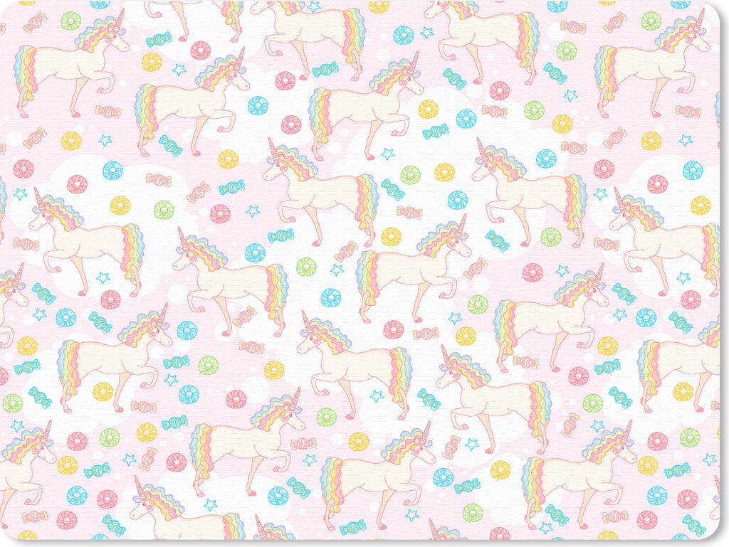 MuchoWow Mauspad Mousepad Einhorn - Bonbon - Regenbogen 40x30 cm - Mousepads - Maus Mat - Pad - Mausunterlage - Anti Rutsch