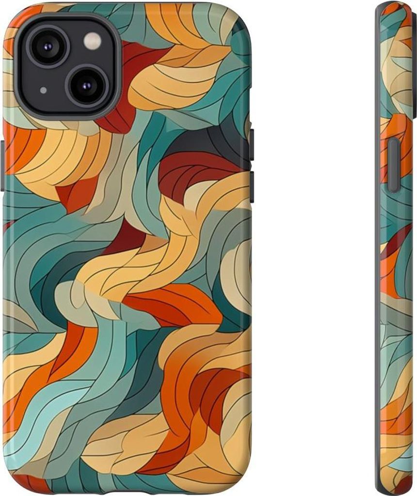Abstraktes Blätterdesign in Multicolor – Hülle Kompatibel mit iPhone 14 Plus