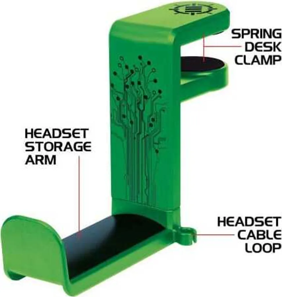 Support Casque ENHANCE Vert avec Bras Pivotant et Clip pour Bureau PC - 2