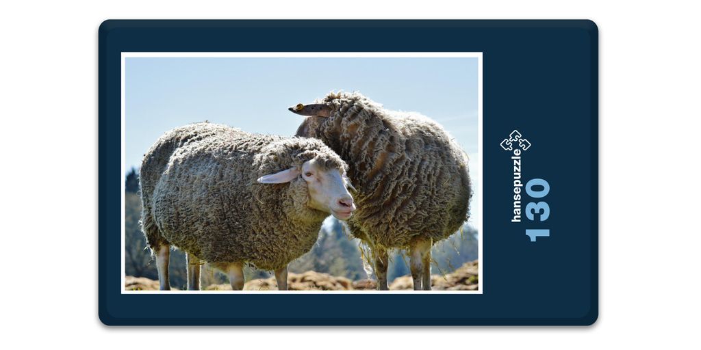 hansepuzzle 18506 - Schafe auf Weide Puzzle, 130 Teile, Tierwelt, 28,7 x 20,0cm mit hochwertiger Aufbewahrung, Kartonbox & Beutel