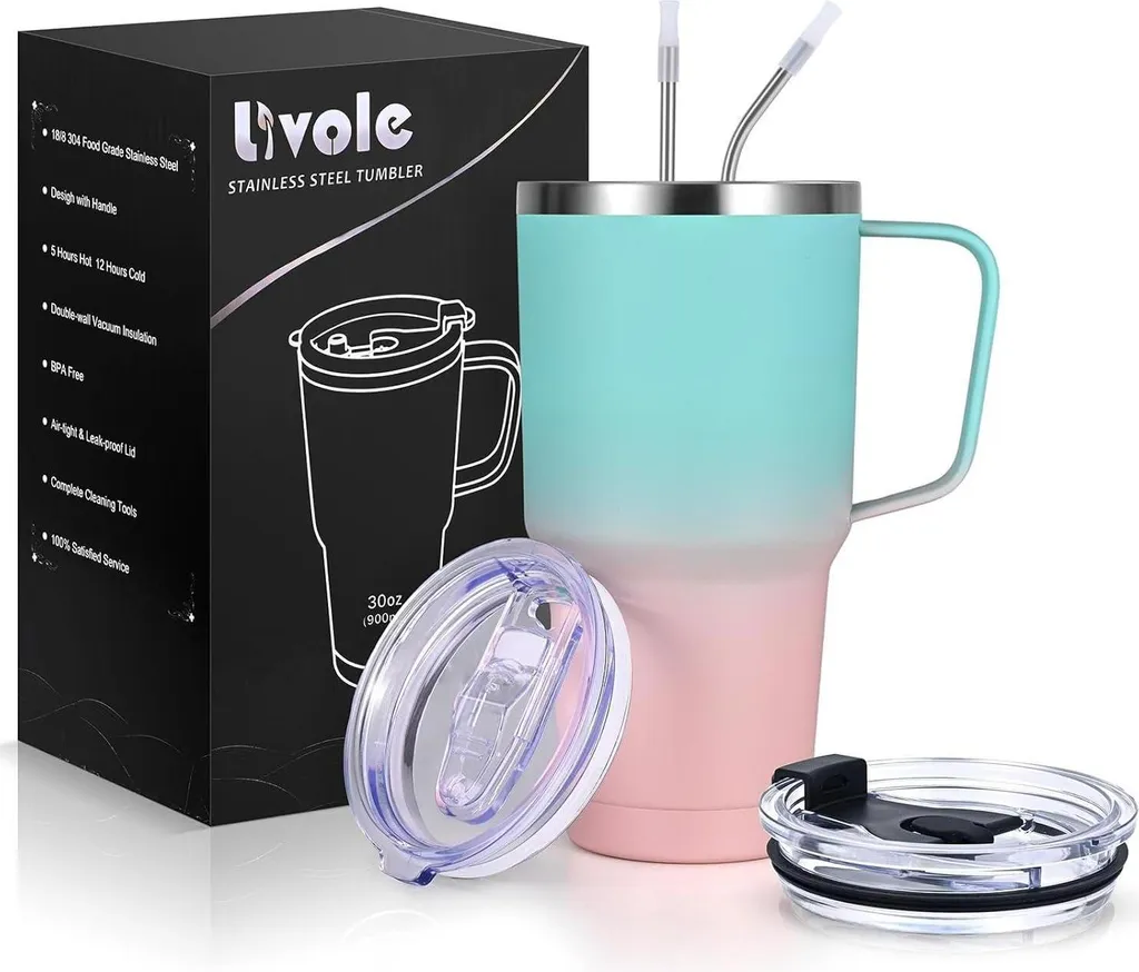 Tazza Termica Grande Livole 900ml - Acciaio Inox e Cannuccia per Tutta la Famiglia