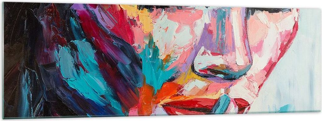 Bilder auf glas - Mädchen Gesicht - 160x50cm - Glasbilder - Wandbilder - Kunstdruck - zum Aufhängen bereit - Wanddekoration aus Glas - Glas Bilde...