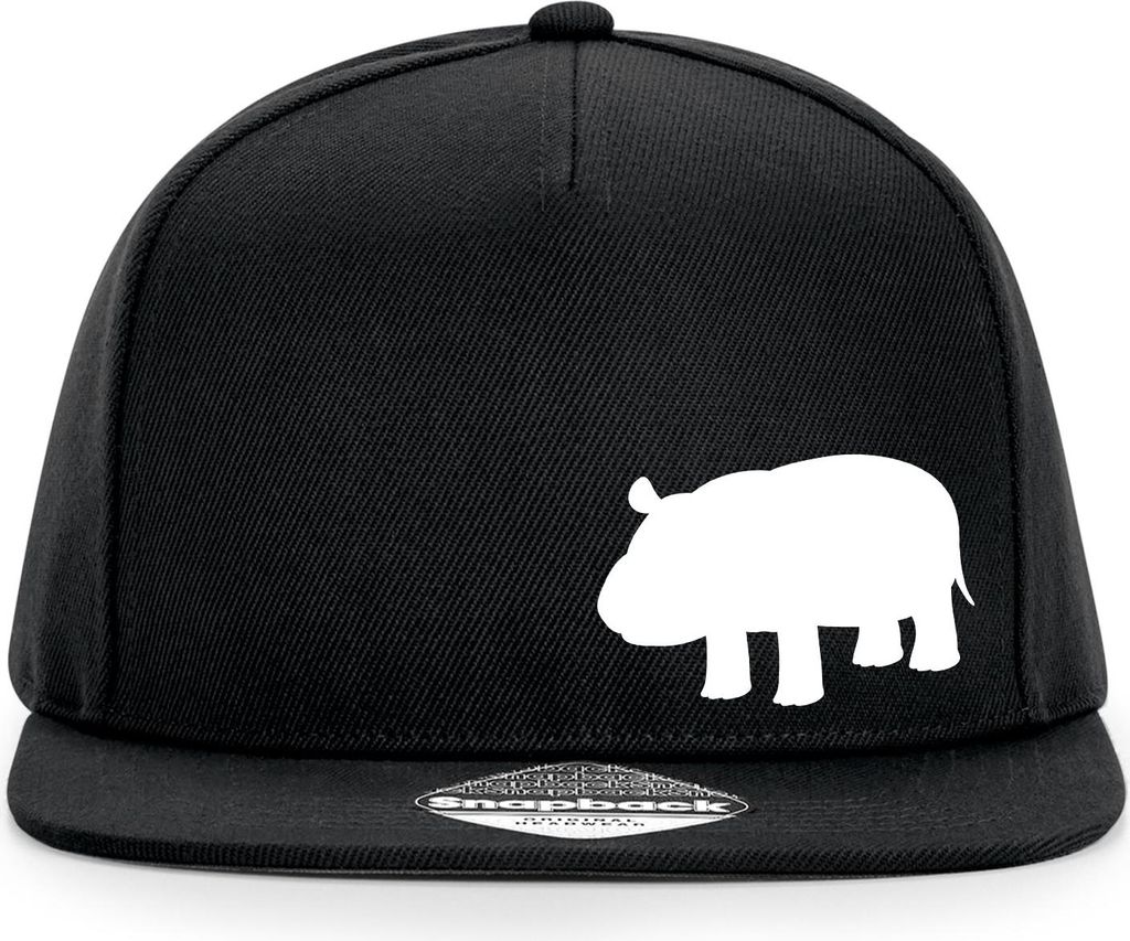 Huuraa Cappy Mütze Nilpferd Silhouette Black Polyester Snapback Kappe Geschenkidee
