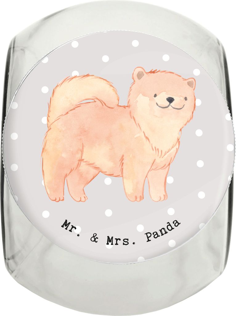 Mr. & Mrs. Panda Dose Chow-Chow Moment XL 2000ml - Grau Pastell - Geschenk, Keksdose, Tierfutterbehälter, Vorratsbehälter, Asiatischer Spitz, Bon...
