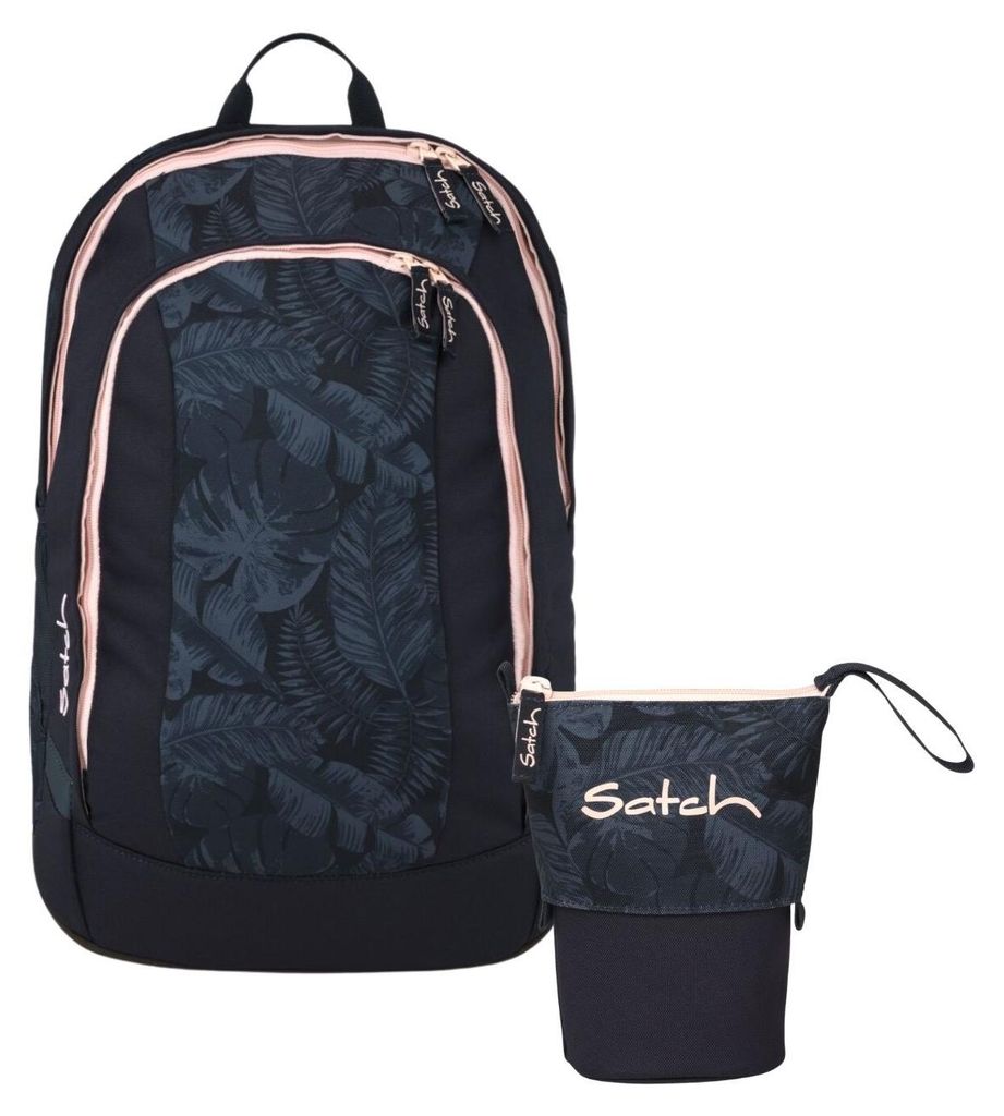 Satch, Schulrucksack-Set AIR Midnight Jungle 2-teilig