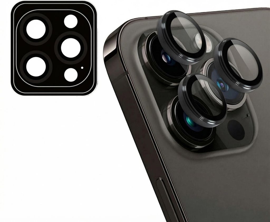 KoGiio Protezione Fotocamera In Vetro Temperato Per IPhone 15 Pro / 15 Pro Max - Alluminio Grigio