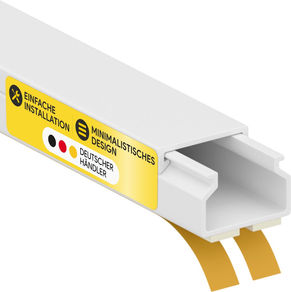 Kabelkanal aus hochwertigem PVC weiß Selbstklebend 2m - 5 Stück - 15x10mm