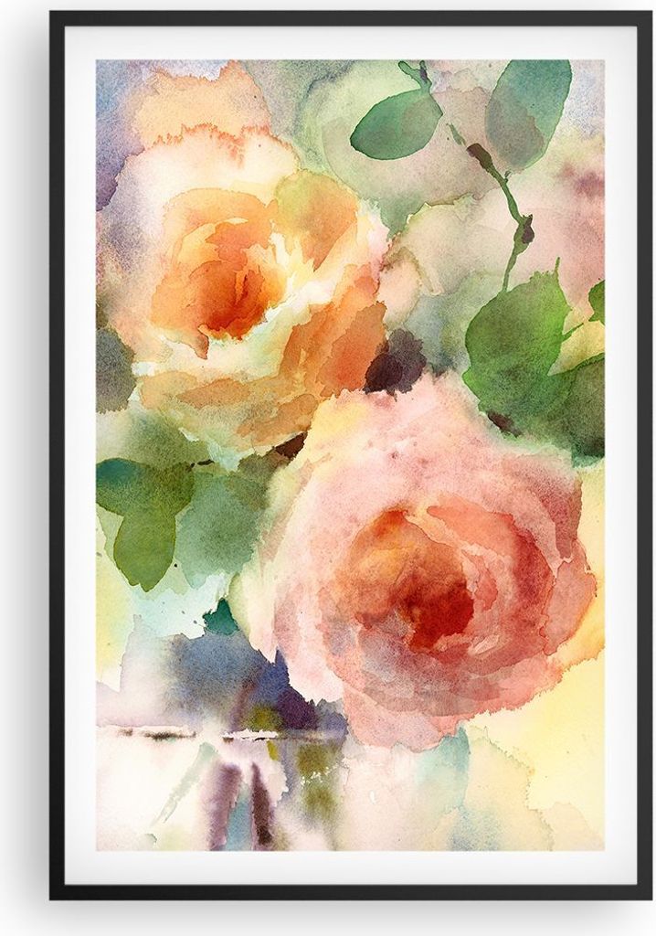 Gerahmtes Poster - Schwarzer Rahmen - Rose Blume Garten - 61x91,5 cm - Wand Bild - Wanddeko - Wandbilder - Kunstposter - Wandposter - Bilderrahmen ...