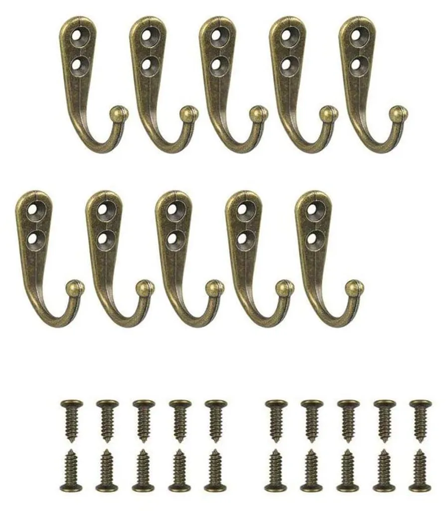 Crochets muraux décoratifs style bronze lot de 10 pour maison et jardin