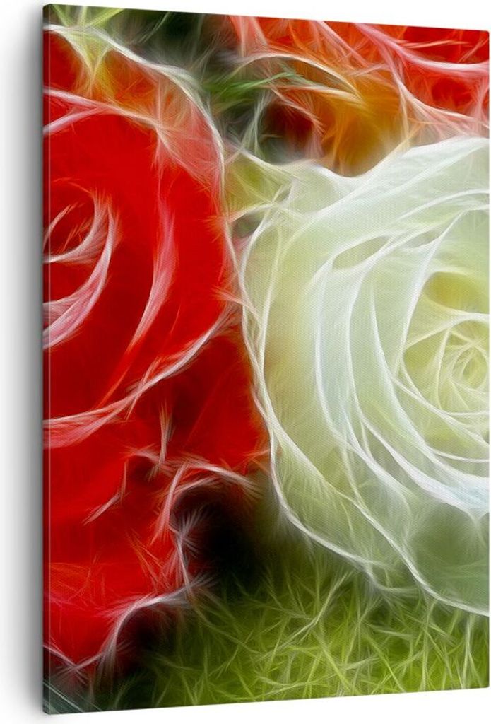 Bild auf Leinwand - Leinwandbild - Einteilig - Blumen Blumenstrauß Rose - 50x70cm - Wand Bild - Wanddeko - Wandbilder - Leinwanddruck - Wanddekora...