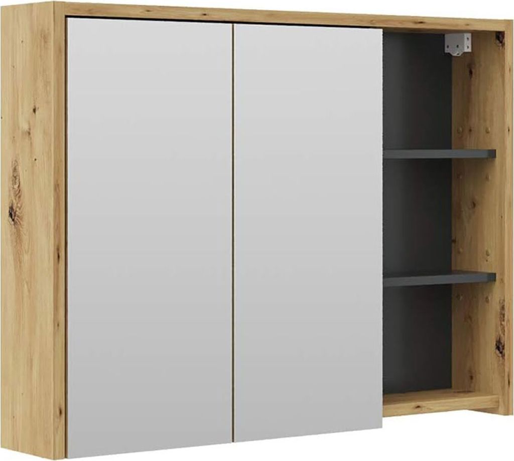 Badspiegelschrank Vicco Viola Eiche/Anthrazit 100 x 75 cm, Produktbild 