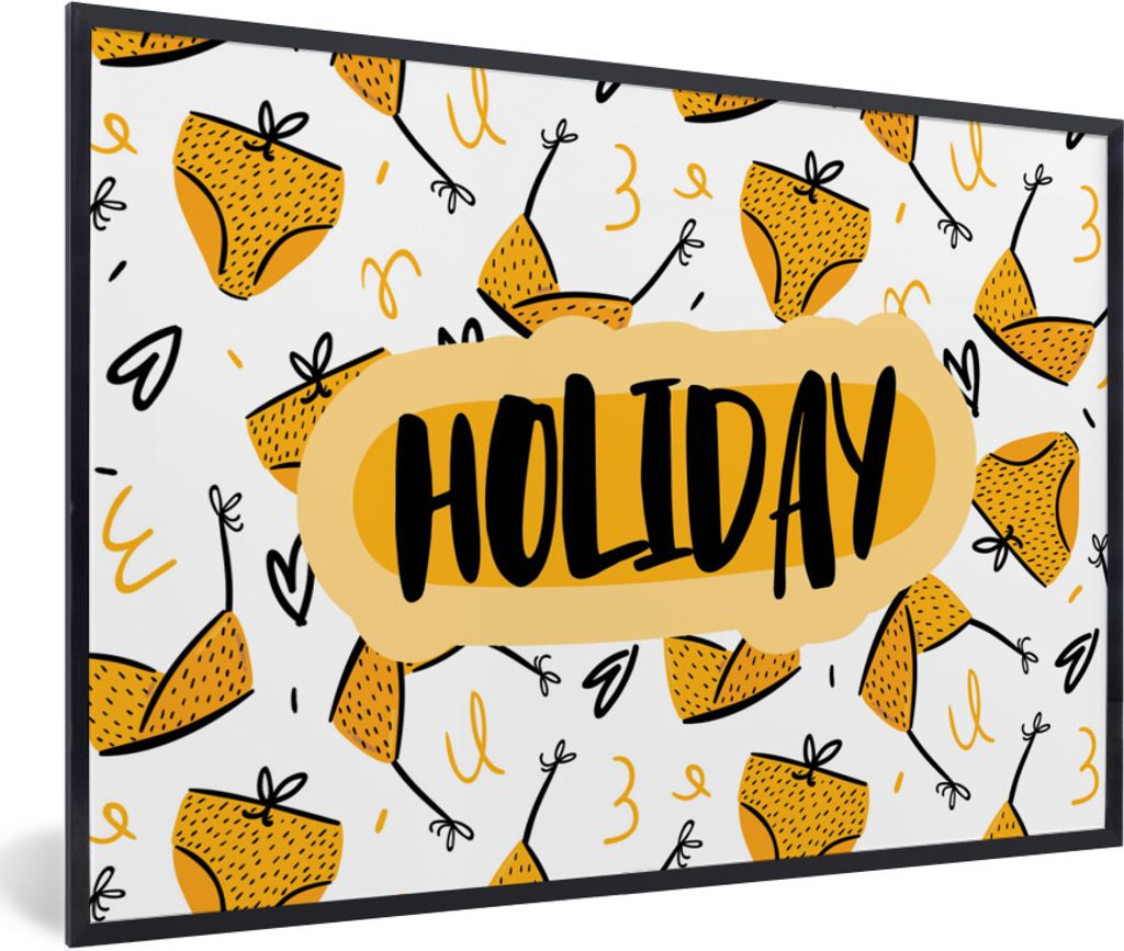 MuchoWow Gerahmtes Poster Sommer - Gelb - Bikini 30x20 cm - Poster mit Schwarzem Bilderrahmen Wandposter Rahmen Foto Bilder - Kunstdruck - Bild-P...