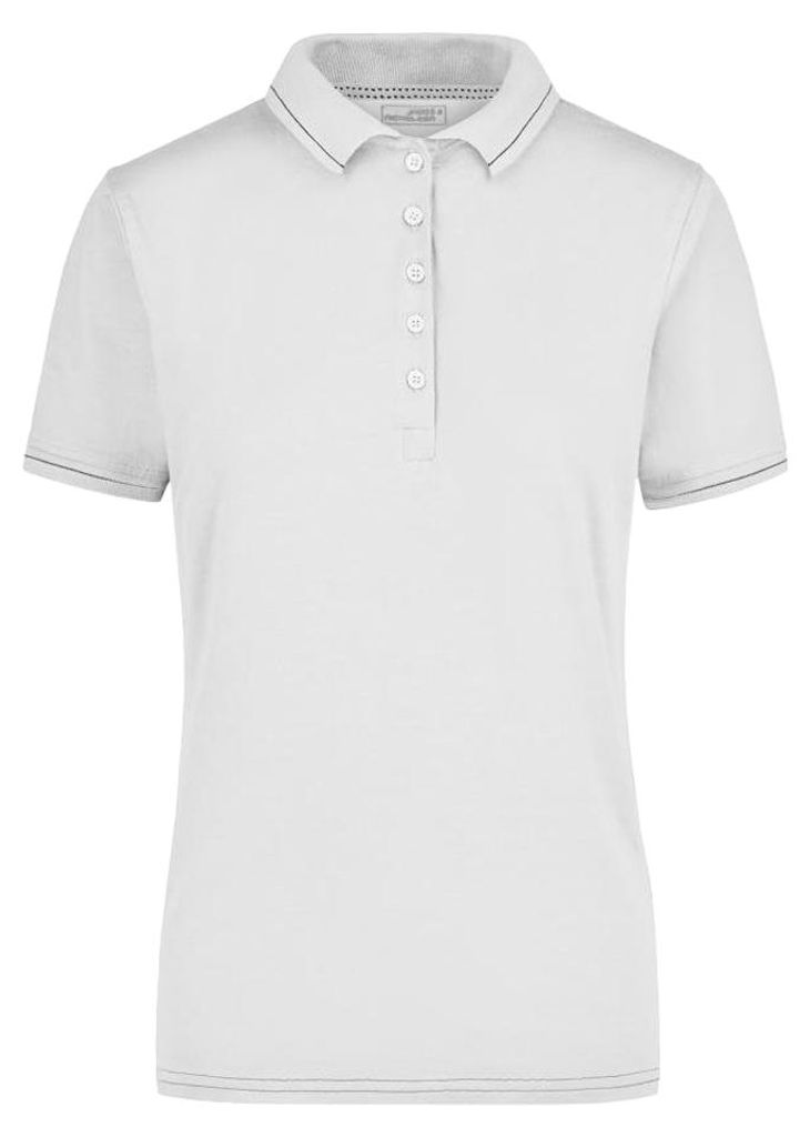 James and Nicholson - Poloshirt Elastisch für Damen LT3159 (L) (Weiß/Schwarz)
