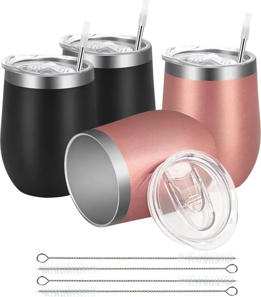 Joymaking Set Regalo 4 Bicchieri Vino Inox Bicolor Oro Rosa e Nero