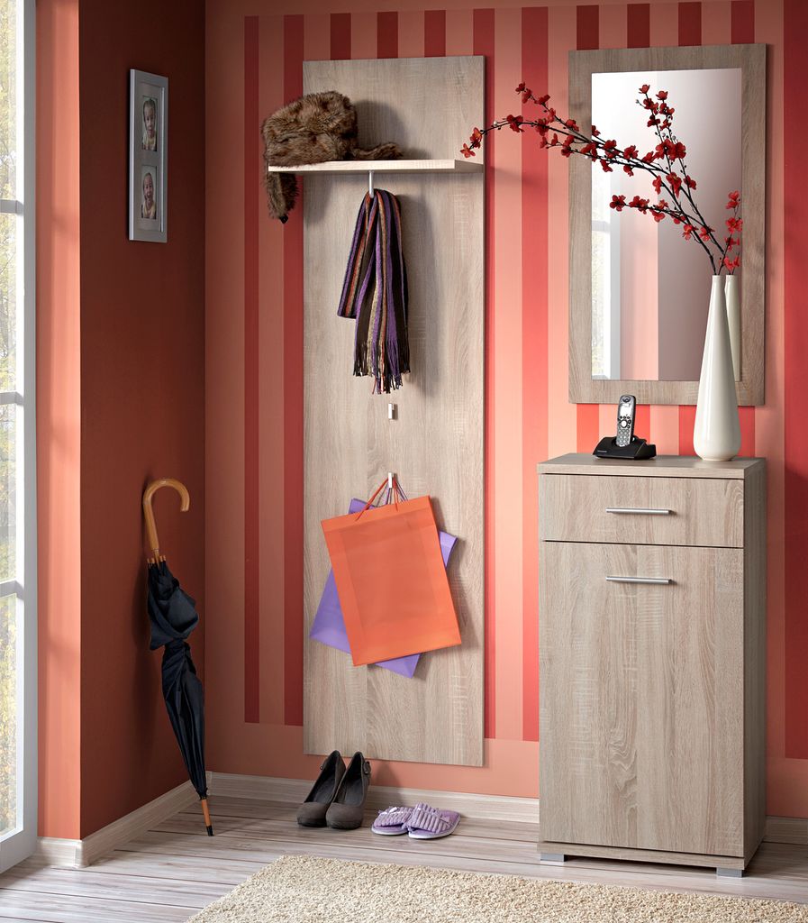 Flurgarderobe Garderoben Schuhschrank Wandpaneel JAKOB mit Spiegel