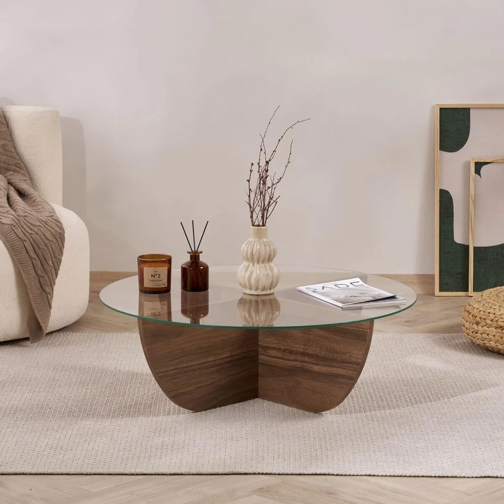 Table basse de salon en verre NINA 90 cm idéale pour vos réceptions