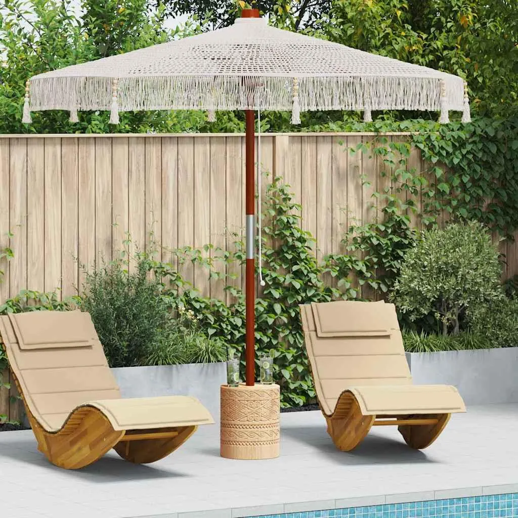 vidaXL Parasol Macramé Crème 252x252 cm - Ombrelle de Jardin Bohème Chic