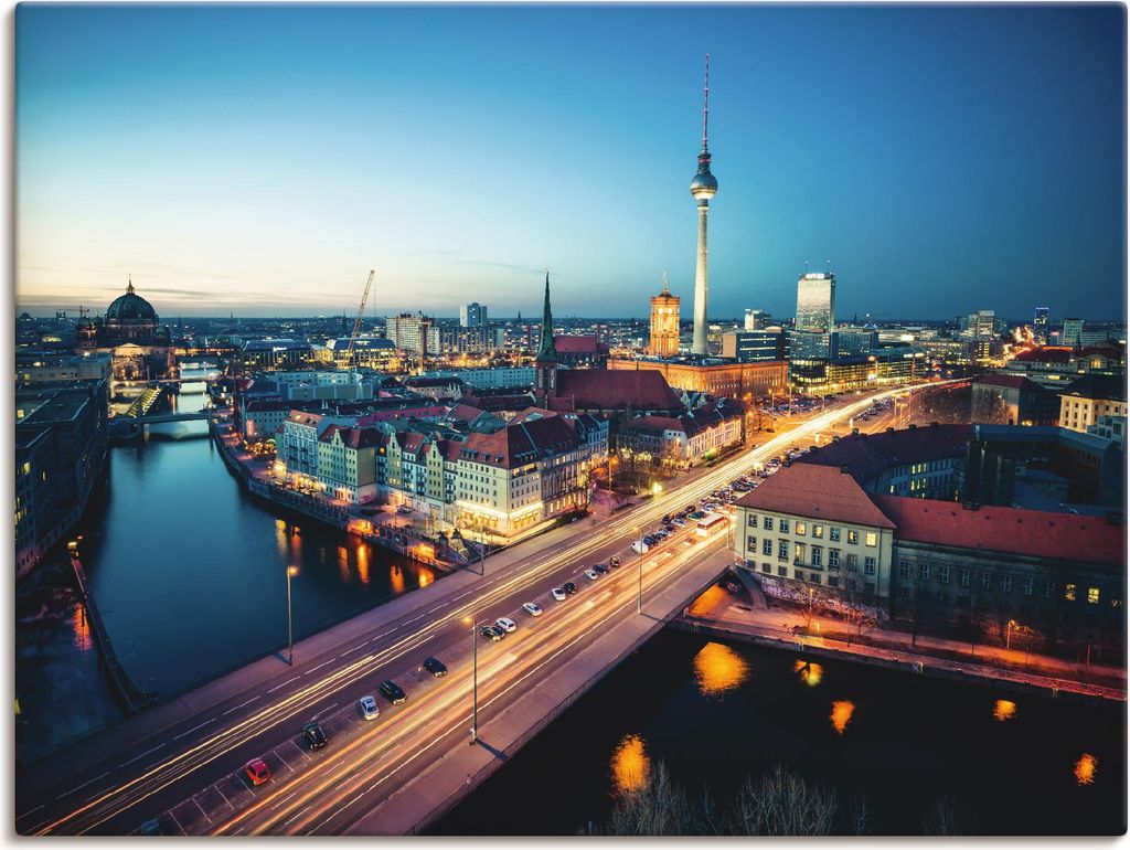ARTland Leinwandbild Berlin Cityscape am Abend Größe: 60x45 cm