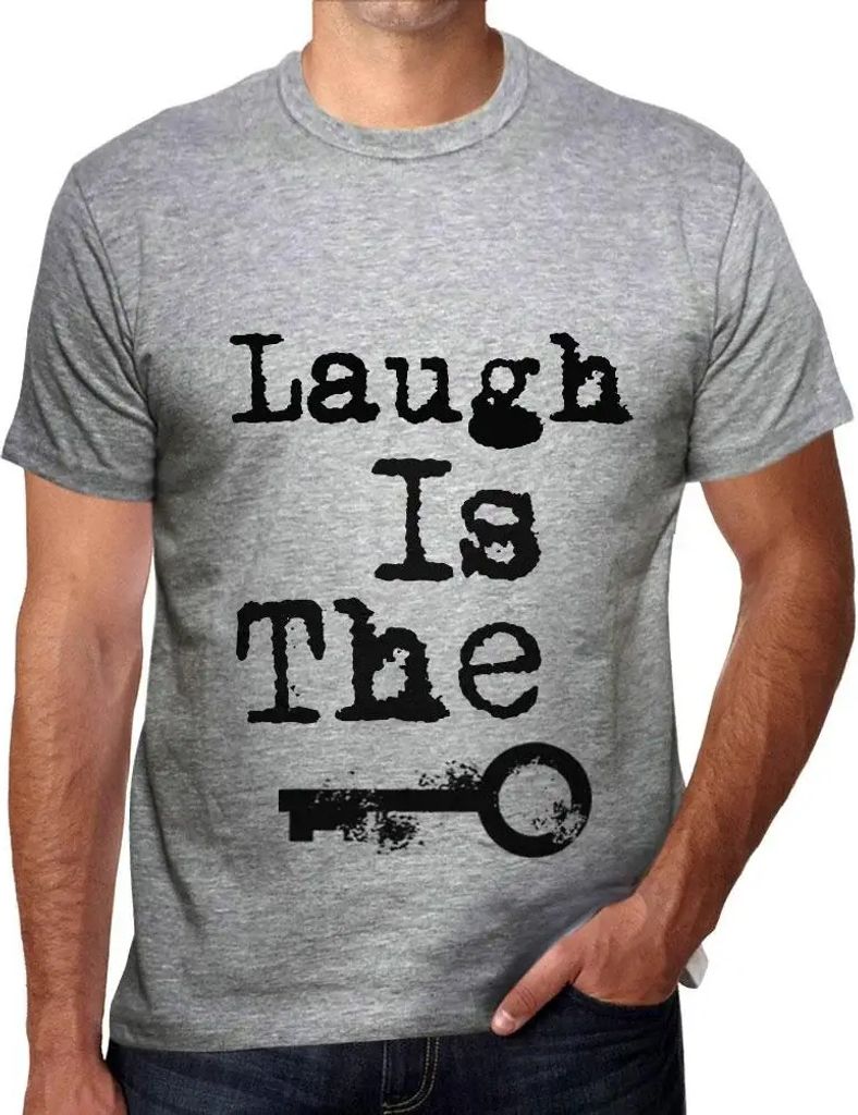 Herren Grafik T-Shirt Lachen ist der Schlüssel – Laugh Is The Key – Öko-Verantwortlich Vintage Jahrgang Kurzarm Lustige Druck Geburtstag Gesc...