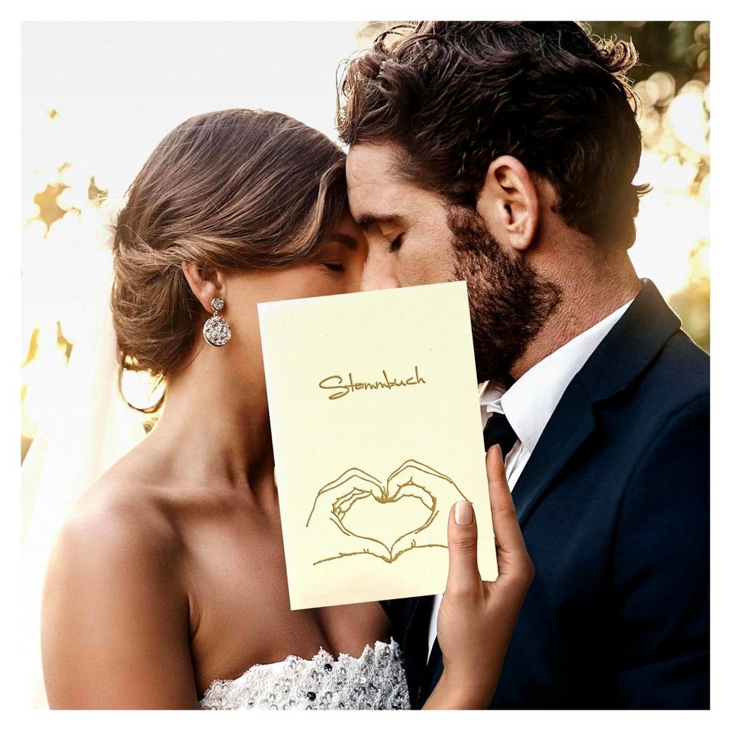 Stammbuch HAND MIT HERZ - Familienstammbuch für die Hochzeit aus hochwertigem Velours und in buchbinderischer Handarbeit gefertigt - mit ausfüllb...