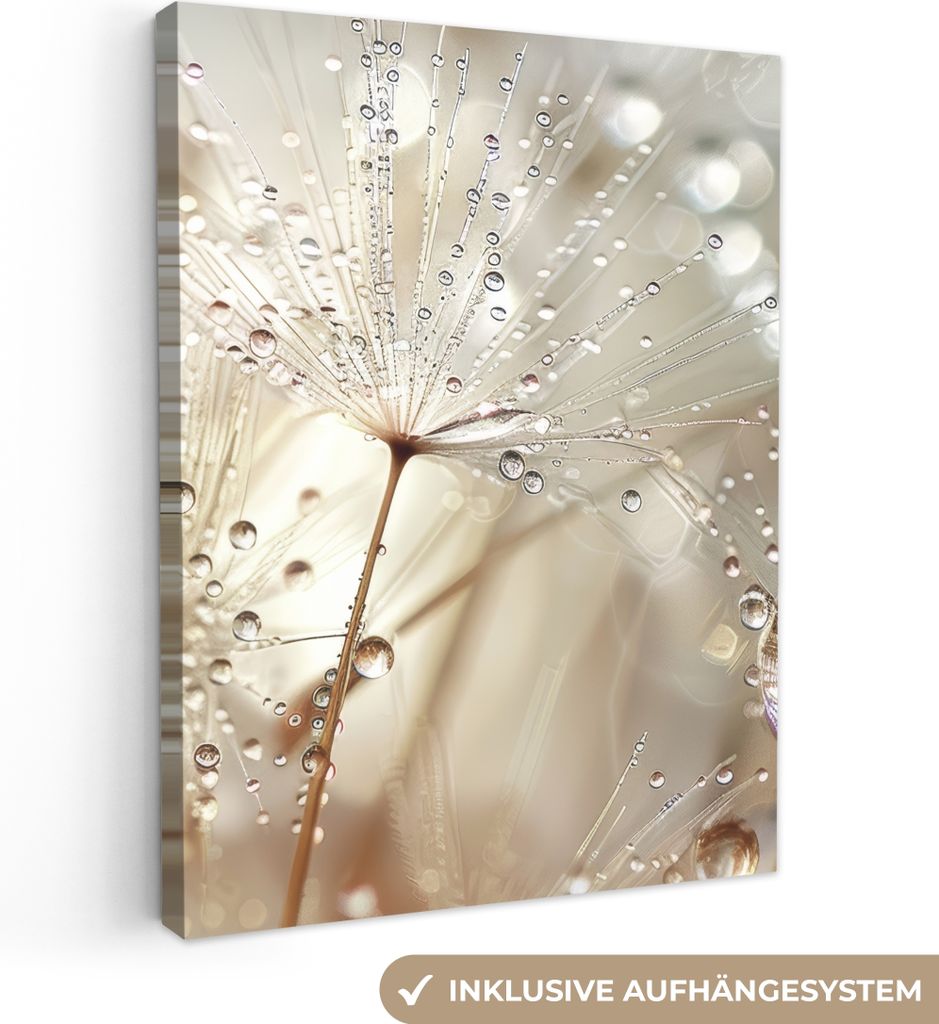 Leinwandbilder 30x40 cm - Beige Blumen, moderne Wandbilder für Wohnzimmer