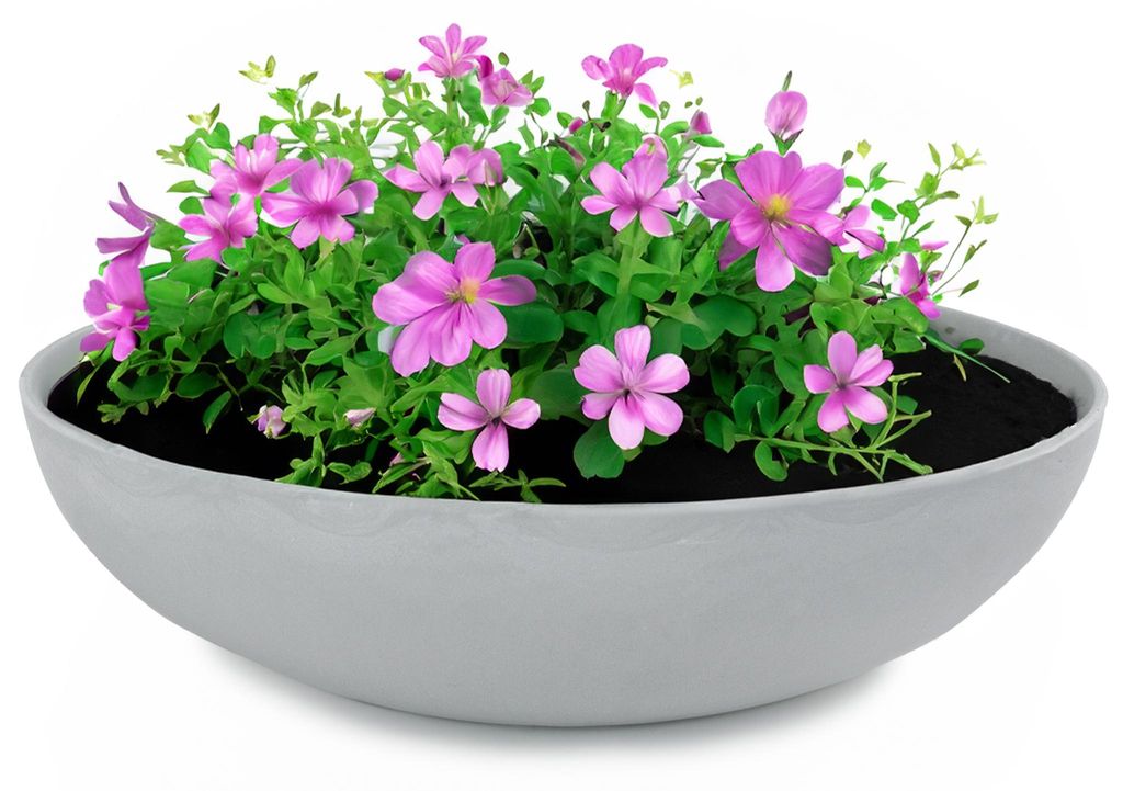 Jardinière ronde ventrue de 37 cm pour l'extérieur, gris Image du produit 