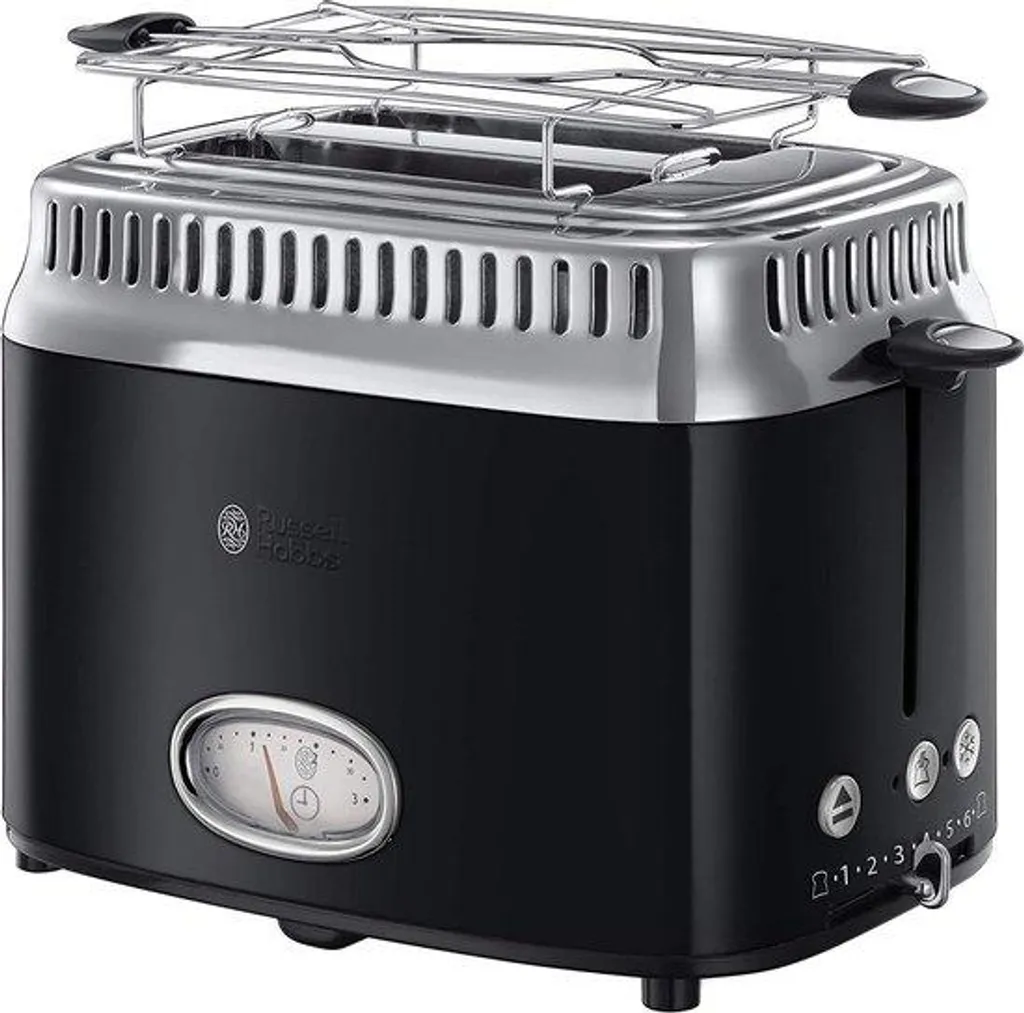 Grille-pain spécial petit-déjeuner familial, fentes larges et 6 modes