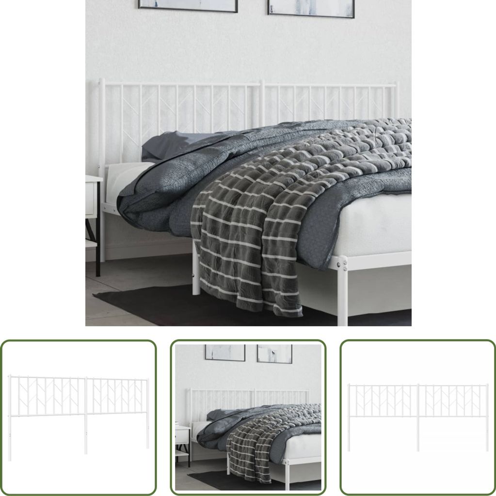 The Living Store Kopfteil Metall Weiß 180 cm