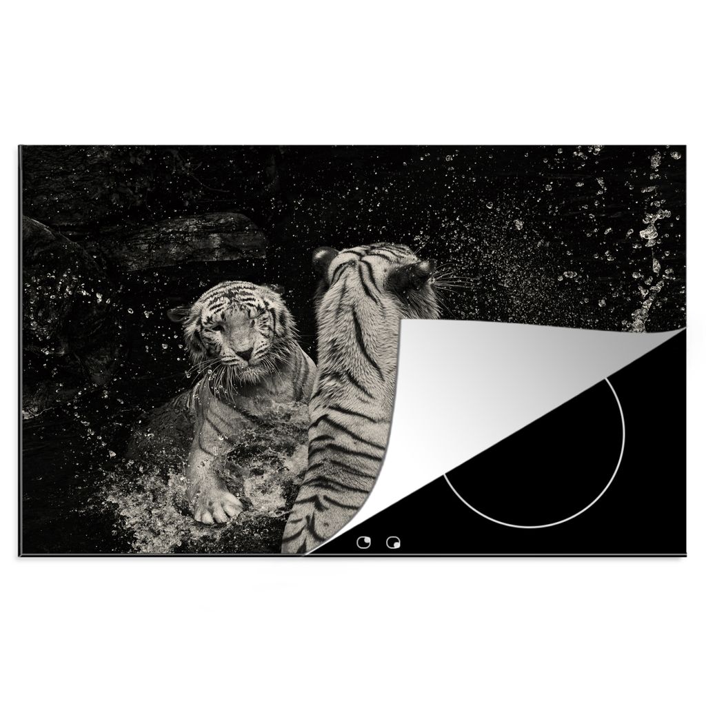 MuchoWow Herdabdeckplatte - Induktionsschutz - 77x51 cm - Herdabdeckung Matte von Vinyl - Vergrößert die Arbeitsfläche - Glaskeramikkochfeld-A...