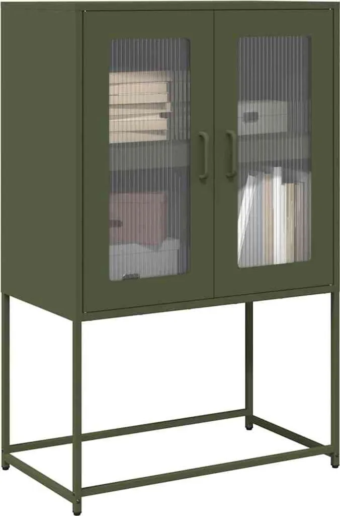 Mobile Alto Maison Exclusive Industriale Verde Oliva Acciaio 107cm