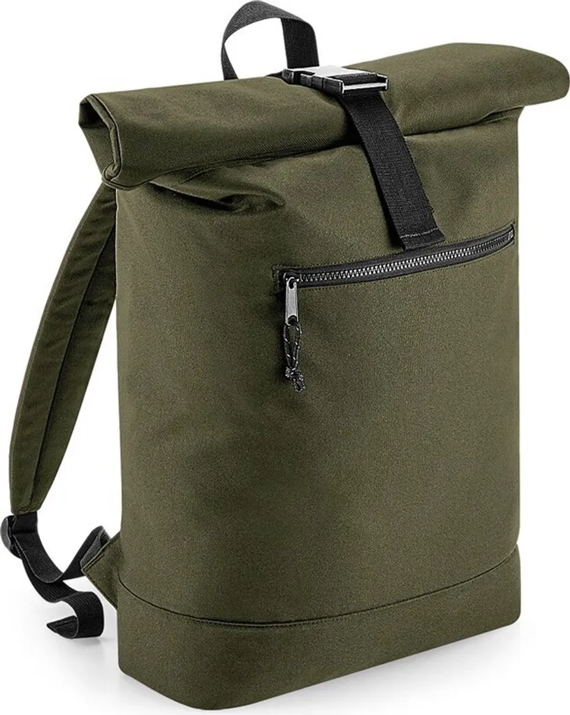 BagBase Zaino unisex Recycle Roll-Top PC4045 (Taglia unica) (Verde militare)
