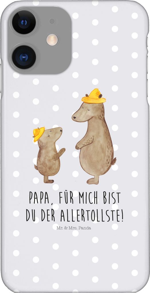 Mr. & Mrs. Panda Iphone 11 Handyhülle Bären mit Hut - Grau Pastell - Geschenk, Bruder, Papi, Handy Schutzhülle, Vater, Cover, Hülle, Family, XR...