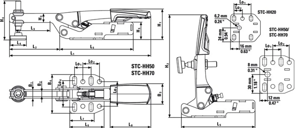 Morsetto orizzontale STC-HH20 misura 20 piastra di base orizzontale BESSEY - 20