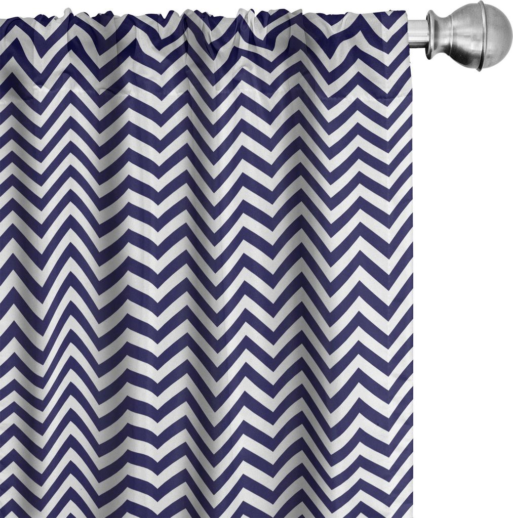 ABAKUHAUS Navy blau Vorhänge, Gardinen, Vertikaler Chevron-Zickzack streift Muster in den klassischen Seefarben Retro-, 2 Stück 75 x 175 cm, Mari...