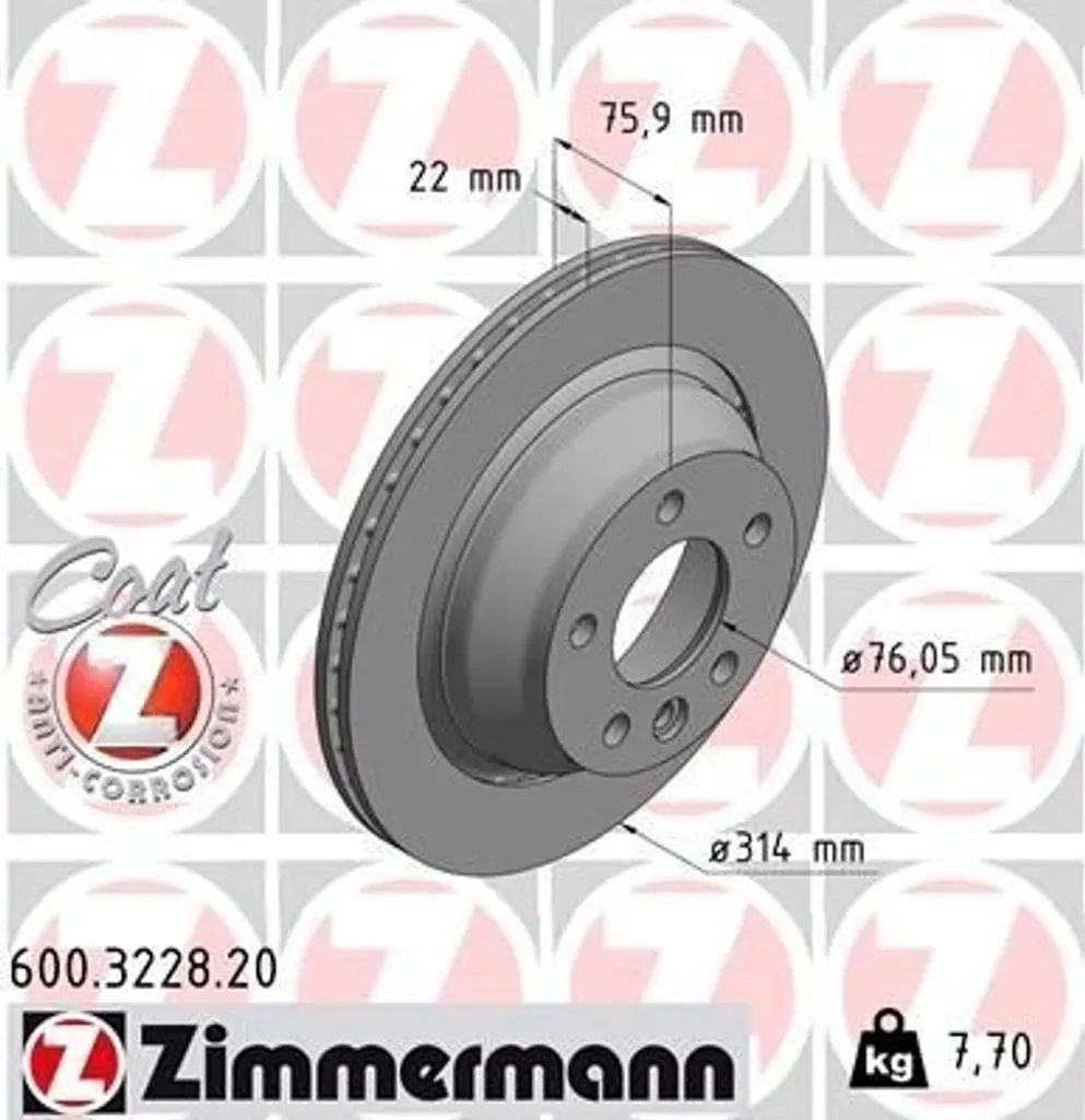 Disque de frein pour Volkswagen T5 et Touareg 7L Zimmermann