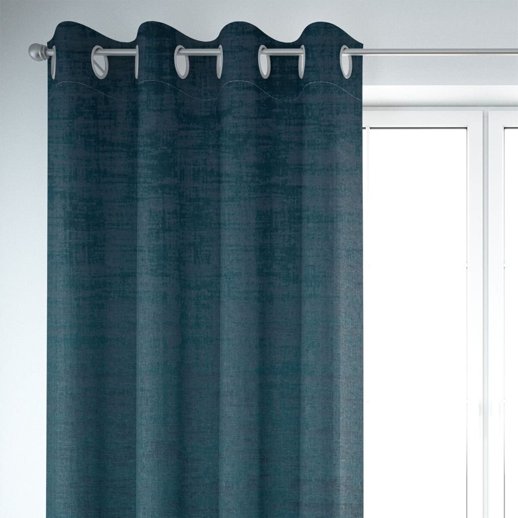 SCHÖNER LEBEN. Vorhang Velvet Marble Samt mit Struktur uni blau 245cm Aufhängung Ösen