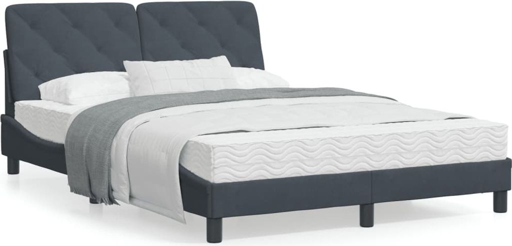 "Rabatt" Bettrahmen Hohe Qualität, Bettgestell moderne, mit Matratze, Dunkelgrau 140x190 cm Samt - Klassische Betten CC9227