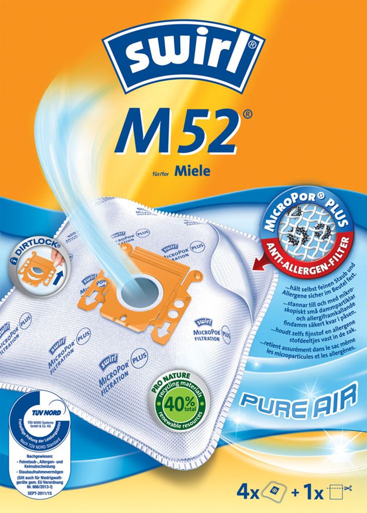 30 Staubsaugerbeutel kompatibel zu Swirl M 52 MicroPor Plus 