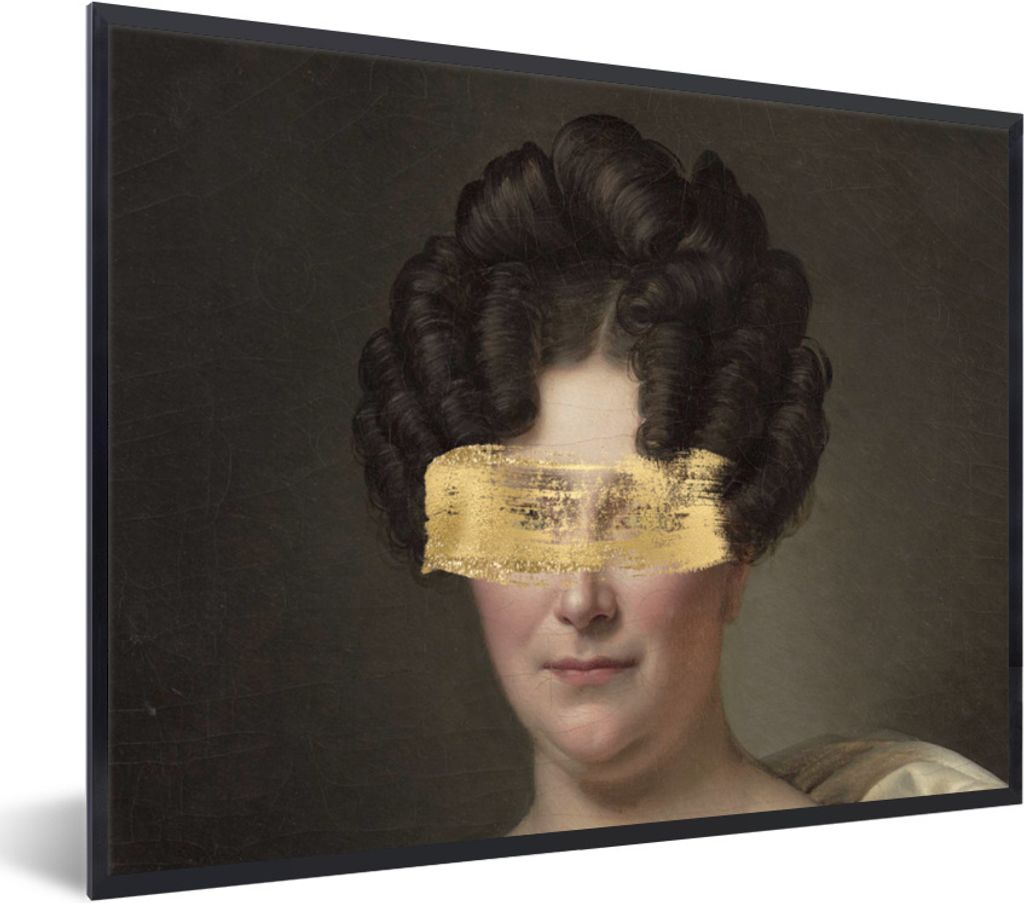 MuchoWow Gerahmtes Poster Johanna Henriëtte Engelen - Dubois Drahonet - Gold 40x30 cm - Poster mit Schwarzem Bilderrahmen Wandposter Rahmen Foto...