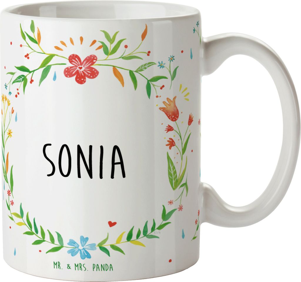 Mr. & Mrs. Panda Keramiktasse Sonia - Geschenk, Tasse, Teetasse, schöne, mit Motiv, kaffeetasse bedruckt, Trinkbecher