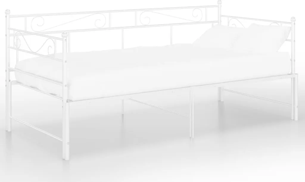 Banquette lit extensible en métal blanc 90x200 cm pour chambre