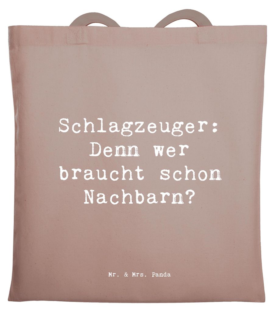 Mr. & Mrs. Panda Shopping Tasche Spruch Schlagzeuger Spruch - Braun Pastell - Geschenk, Band, Musik, Musiker, umhängebeutel, Schlagzeug, Stoffbeut...