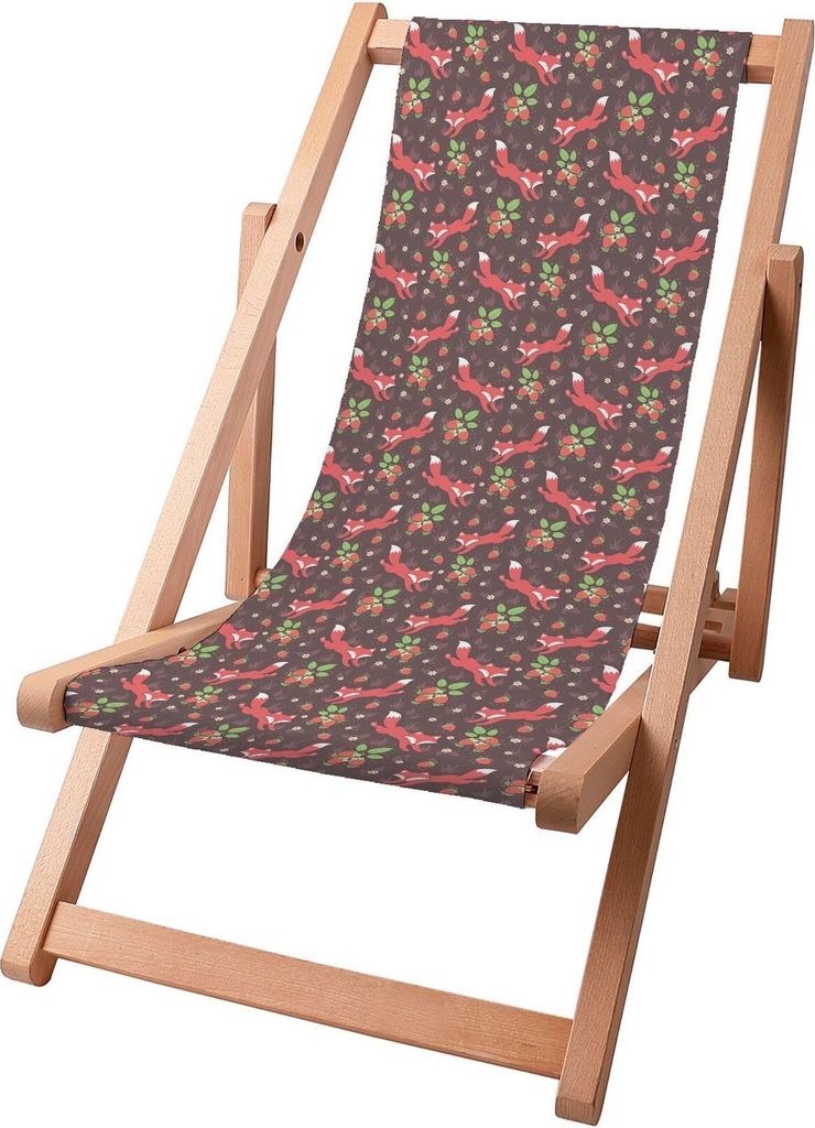 Dreamroots Kinder Liegestuhl klappbar Holz,bis zu 130 kg, Sonnenliege klappbar mit 3-stufiger Neigungsregulierung der Rückenlehne, Fox