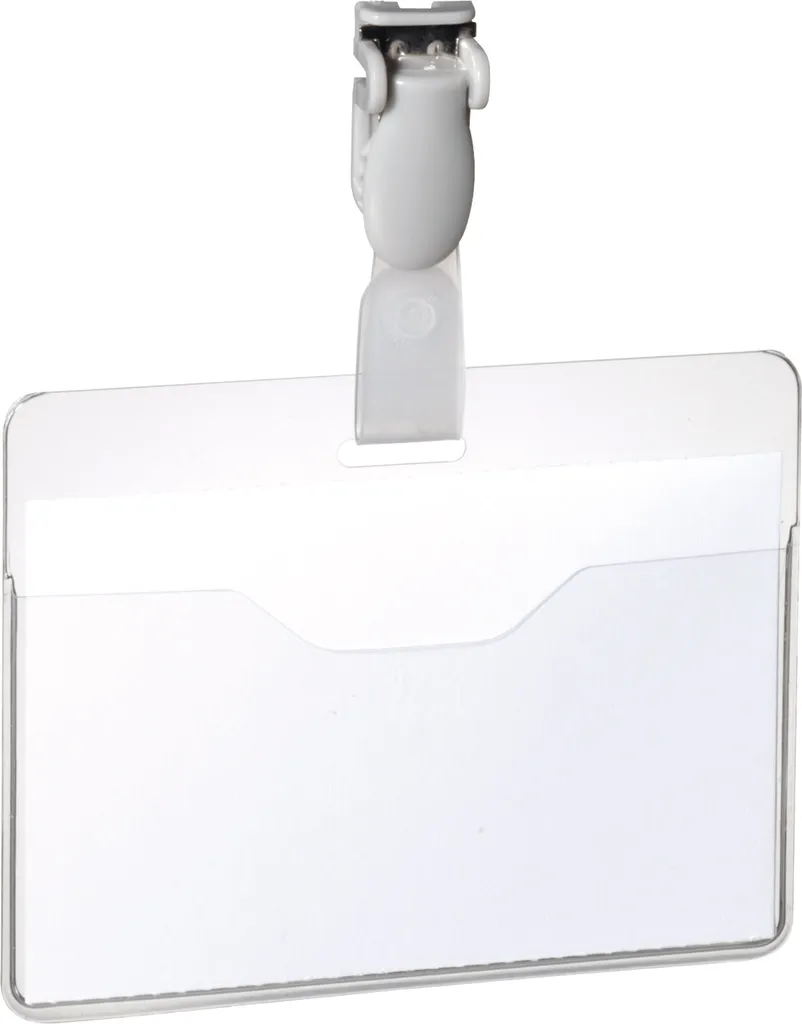 Badge porte-nom 60x90mm transparent : identification facile en pack 25