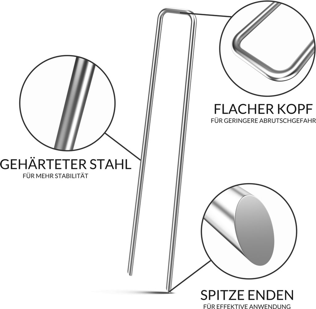 GARDEBRUK® 100x Erdanker verzinkter Stahl 150mm x 25mm Ø Produktbild 6