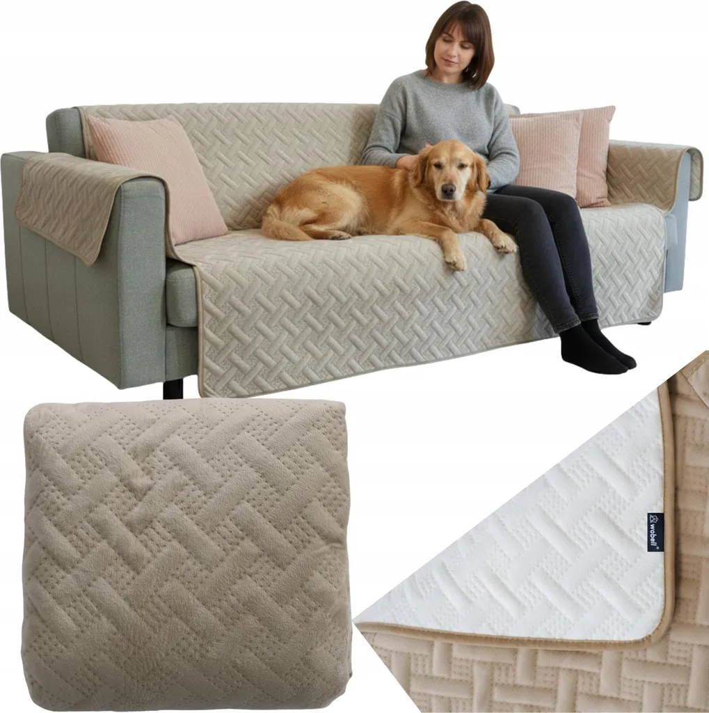 Protezione Divano WOBELL Impermeabile Beige 167x193cm Cani Gatti